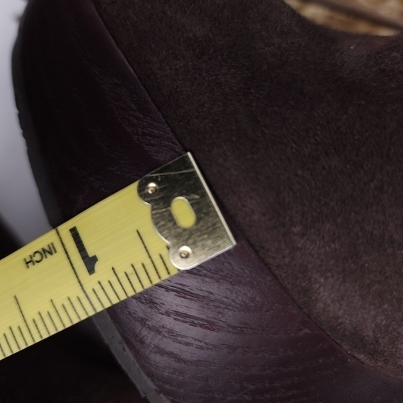Lucky Brand Brown Suede Chunky Heel Platform Mules Sz 9m - Picture 2 of 11